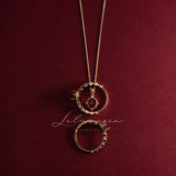 S925 Sterling Silver Ruby Necklace Retro Charm Garnet Red Zircon Pendant