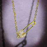 Sterling Silver Safety Pin Pendent Necklace for Women