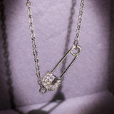 Sterling Silver Safety Pin Pendent Necklace for Women