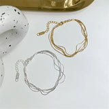 S925 Sterling Silver Satin Necklace Retro Light Multi-layer Bracelet