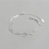 S925 Sterling Silver Satin Necklace Retro Light Multi-layer Bracelet