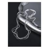 S925 Sterling Silver Satin Necklace Multi-layer Clavicle Chain