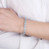 925 Silver Sea Zircon Bracelet Women Wedding Bangle