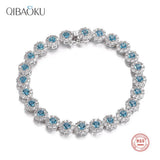 925 Silver Sea Zircon Bracelet Women Wedding Bangle