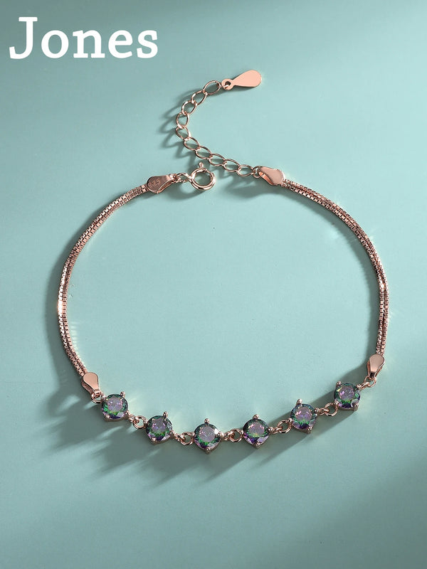 S925 7-Color Zirconia Bracelet Rose Matching