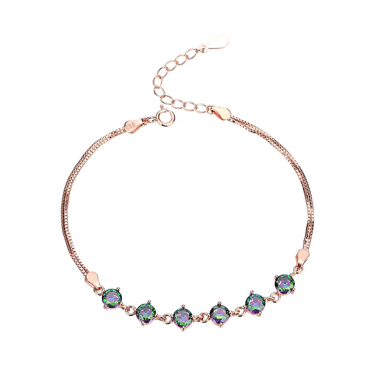 Sterling Silver 7-Color Zirconia Bracelet - Rose Gold