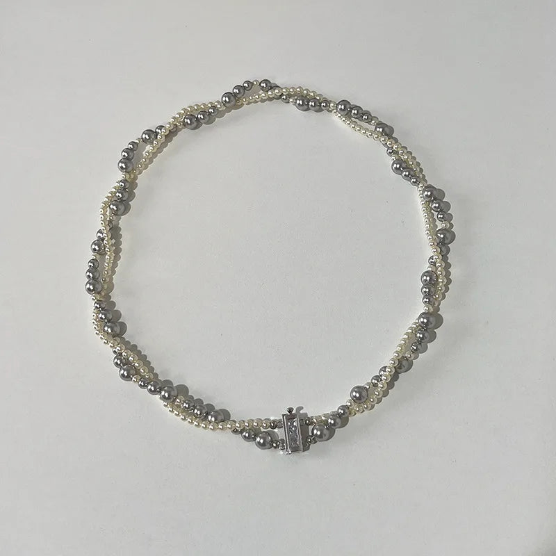 S925 Sterling Silver Shijia Pearl Necklace Women's Versatile Collar Chain