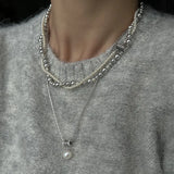 S925 Sterling Silver Shijia Pearl Necklace Women's Versatile Collar Chain