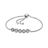S925 Silver Shining Love Beaded Diamond Bracelet