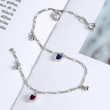 S925 Silver Heart Peach Charm Zircon Bracelet Fine Jewelry
