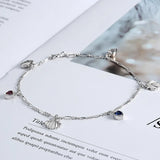 S925 Silver Heart Peach Charm Zircon Bracelet Fine Jewelry