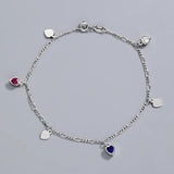 S925 Silver Heart Peach Charm Zircon Bracelet Fine Jewelry
