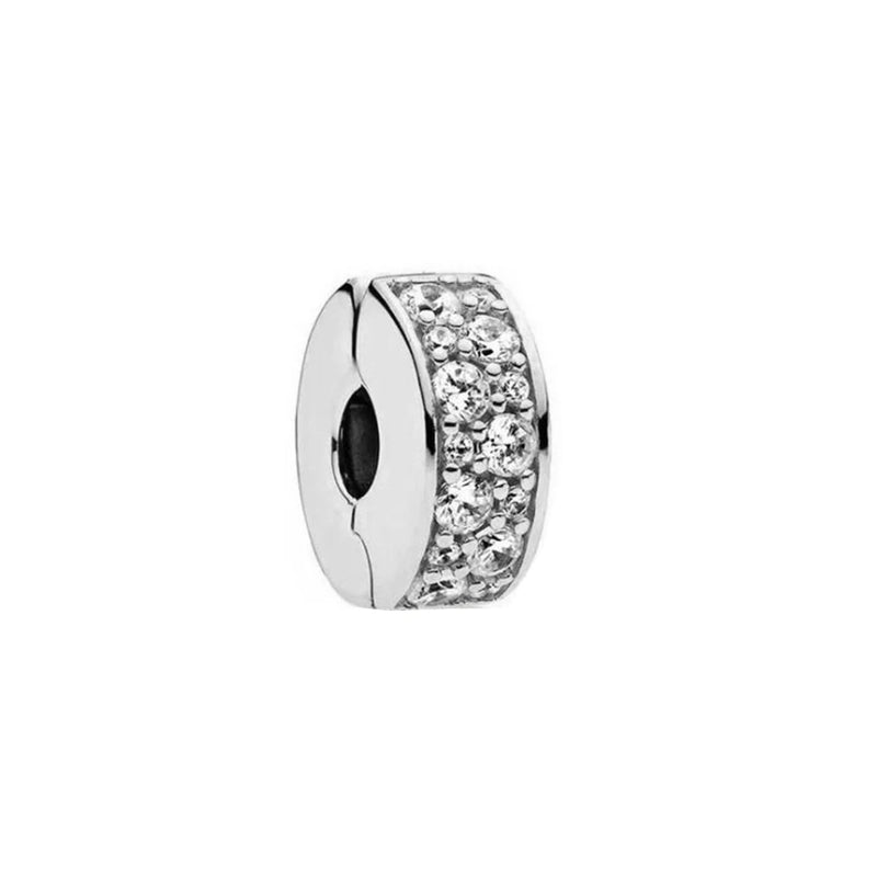 925 Sterling Silver Pav? Clip Charm Beads for Bracelet Jewelry Making