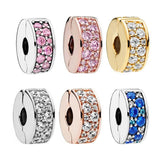 925 Sterling Silver Pav? Clip Charm Beads for Bracelet Jewelry Making