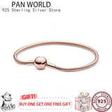 S925 Sterling Silver Round Button Snake Bone Women's Pan Bracelet