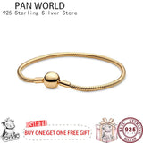 S925 Sterling Silver Round Button Snake Bone Women's Pan Bracelet