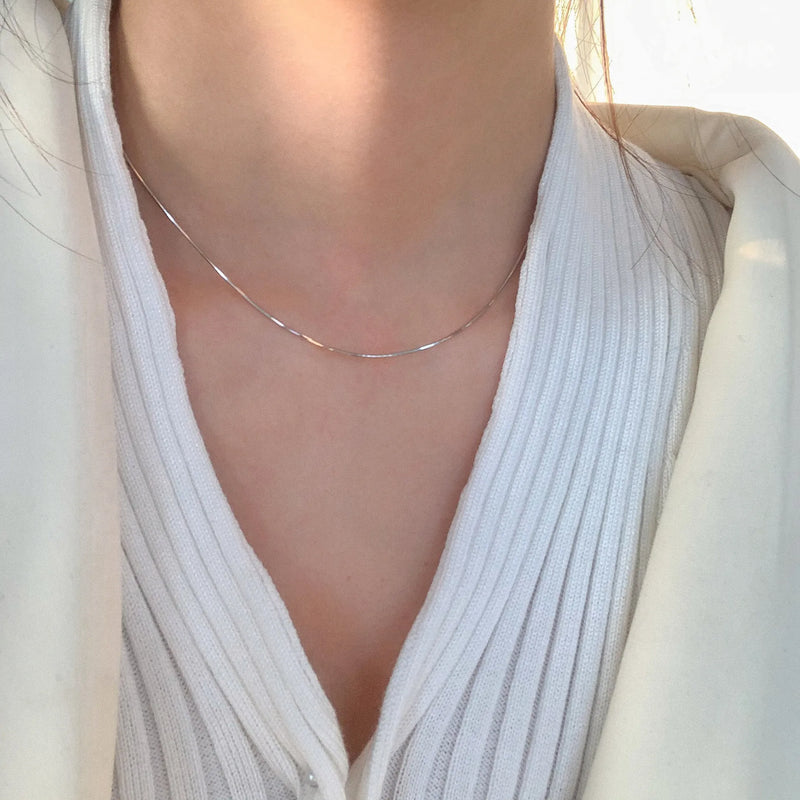 S925 Snake Bone Chain Necklace Women Sterling Silver Light Temperament Jewelry
