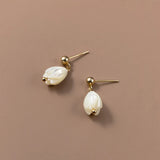 925 Silver Bead Shell Tulip Stud Earrings Wedding Party Jewelry Gift