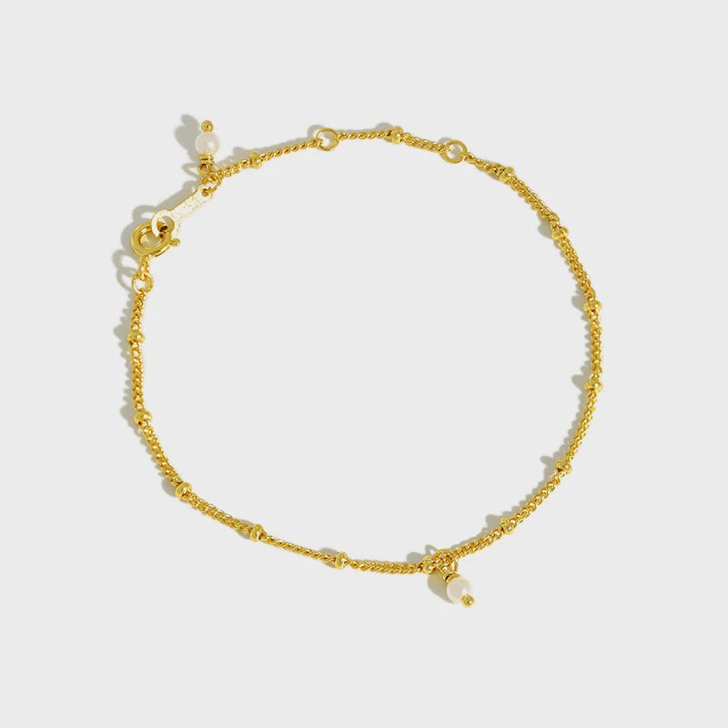 925 Silver Crystal Pearl Women's Bracelet Anniversary Gift