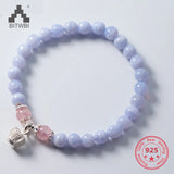 S925 Sterling Silver Purple Zircon Stone Bracelet Women Jewelry