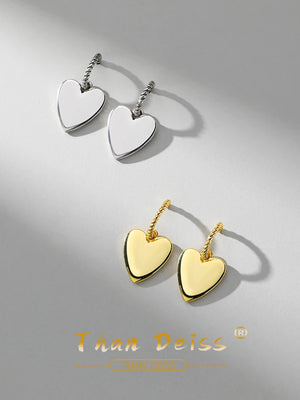 Sterling Silver Love Earrings Vintage Peach Heart Hip-Hop