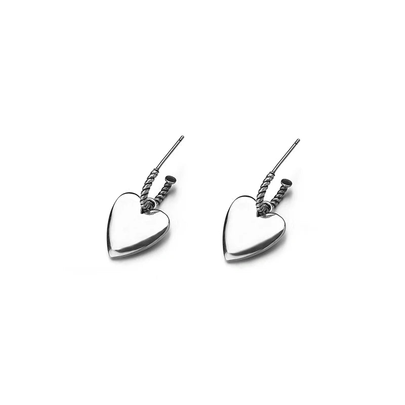 S925 Sterling Silver Cold Wind Love Earrings Female
