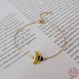 S925 Silver Little Bee Pendant Bracelet Women Party Jewelry
