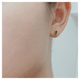 S925 Silver Plated Earrings w/ Simulated Emerald - Birthday Party Jewelry