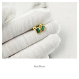S925 Silver Plated Earrings w/ Simulated Emerald - Birthday Party Jewelry