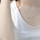 S925 Sterling Silver Hand-clasped Beads Necklace Female INS Minimalist Cold Wind