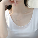 S925 Sterling Silver Hand-clasped Beads Necklace Female INS Minimalist Cold Wind