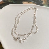 S925 Sterling Silver Hand-clasped Beads Necklace Female INS Minimalist Cold Wind