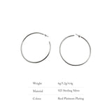 S925 Sterling Silver Hoop Earrings Exaggerated Celebrity Style