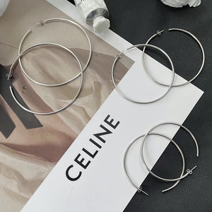 S925 Sterling Silver Hoop Earrings Exaggerated Celebrity Style
