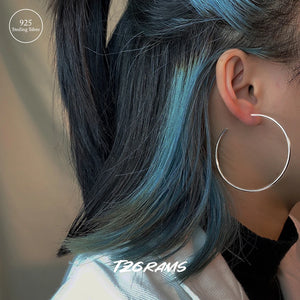 S925 Sterling Silver Hoop Earrings Exaggerated Celebrity Style