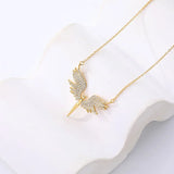 Sterling Silver Diamond Necklace Angel's Wing Sacred Geometric Jewelry
