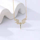 Sterling Silver Diamond Necklace Angel's Wing Sacred Geometric Jewelry