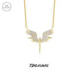 Sterling Silver Diamond Necklace Angel's Wing Sacred Geometric Jewelry