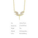 Sterling Silver Diamond Necklace Angel's Wing Sacred Geometric Jewelry