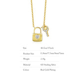 S925 Silver Lock Key Diamond Necklace for Lady Wedding