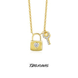 S925 Silver Lock Key Diamond Necklace for Lady Wedding