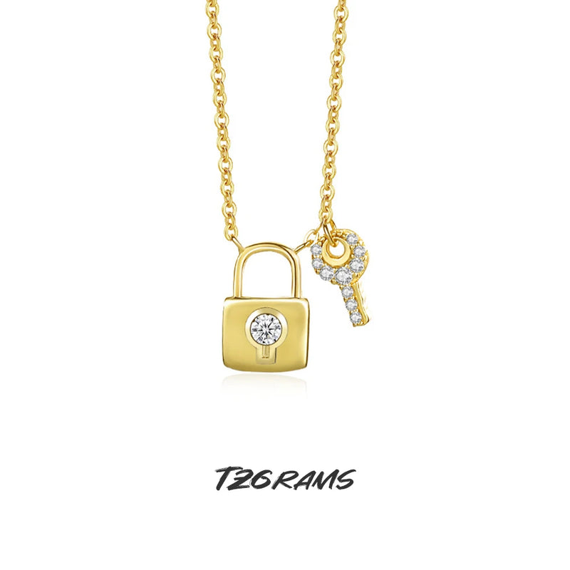 S925 Silver Lock Key Diamond Necklace for Lady Wedding