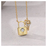S925 Silver Lock Key Diamond Necklace for Lady Wedding