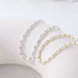 S925 Sterling Silver Pearl Beaded Chocker Necklace