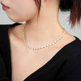 S925 Sterling Silver Pearl Beaded Chocker Necklace