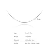S925 Sterling Silver Necklace 1mm Snake Bone Chain