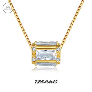 Sterling Silver Necklace With Man-made Diamond Pendant