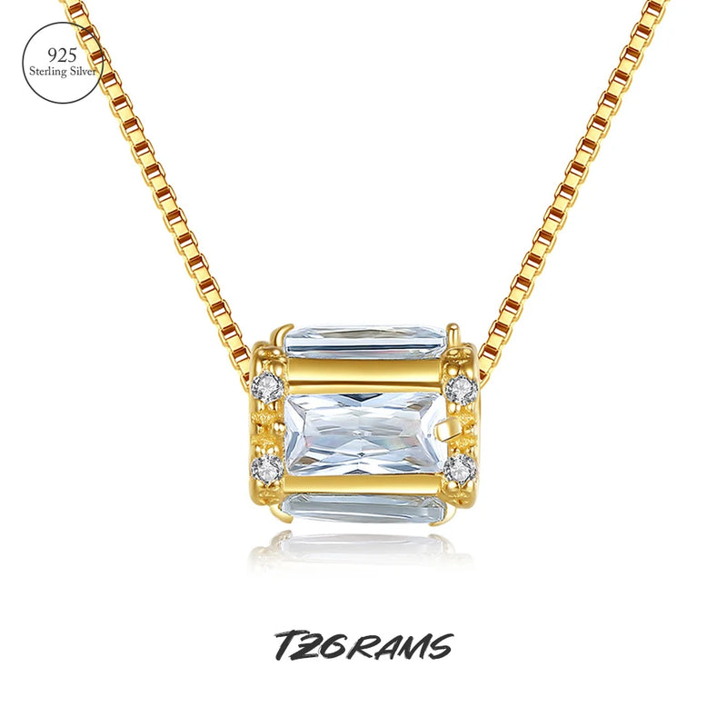 Sterling Silver Necklace With Man-made Diamond Pendant
