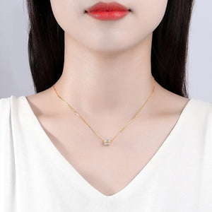 Sterling Silver Necklace With Man-made Diamond Pendant