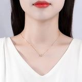 Sterling Silver Necklace With Man-made Diamond Pendant